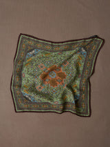 Drake's Kelim Print Wool-Silk Pocket Square / Olive & Burgundy
