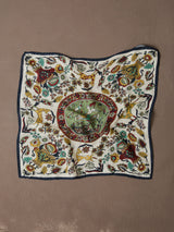 Drake's Folk Rider Wool-Silk Pocket Square / Ecru