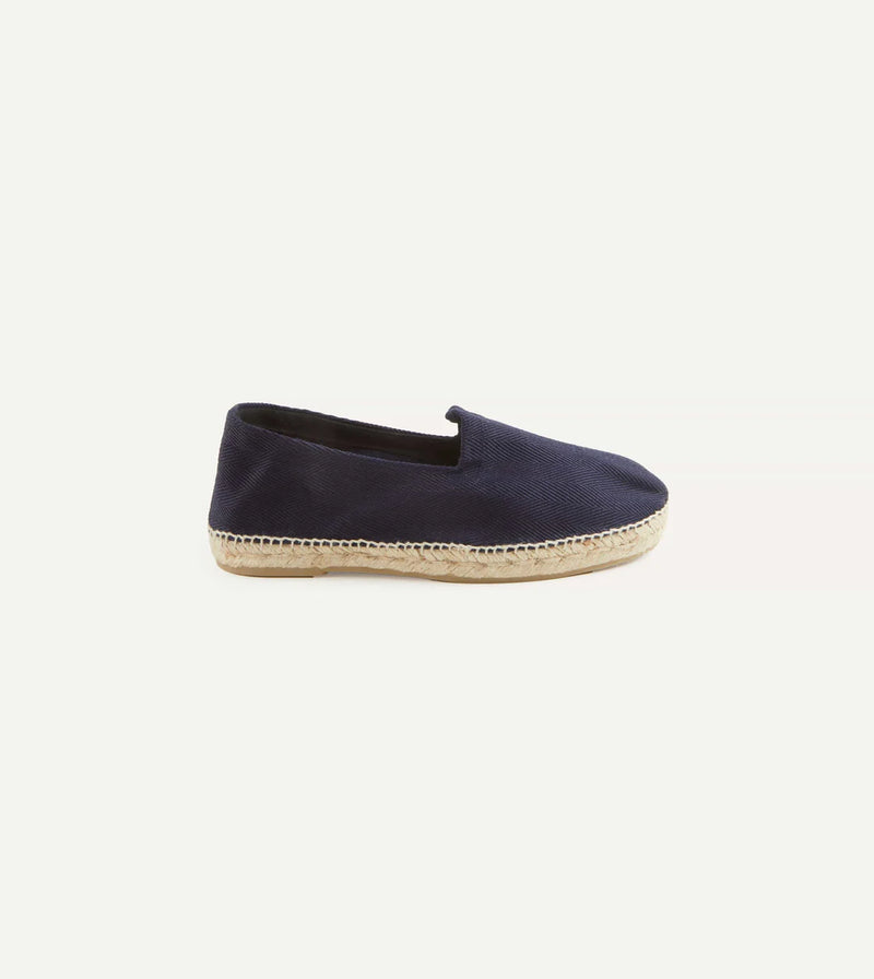 Drake's Cotton Herringbone Espadrilles / Navy