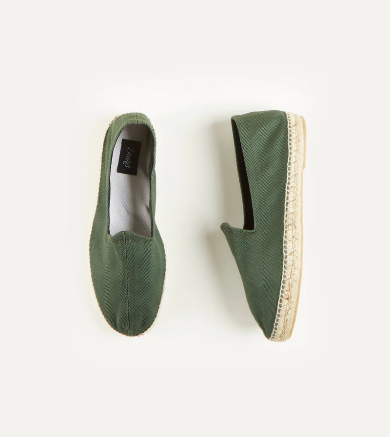 Drake s Cotton Herringbone Espadrilles Green Vaatturiliike