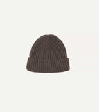 Drake's Cashmere Ribbed Knit Beanie / Brown