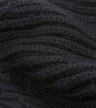 Drake's Cashmere Ribbed Knit Beanie / Black