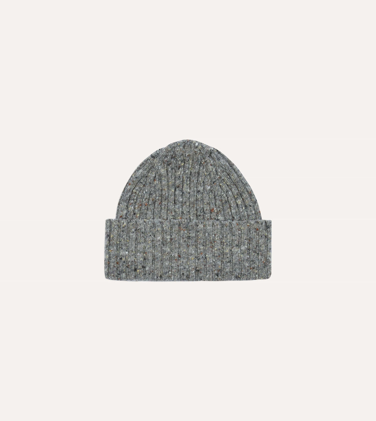Drake's Merino Wool Ribbed Donegal Beanie / Ramor Grey