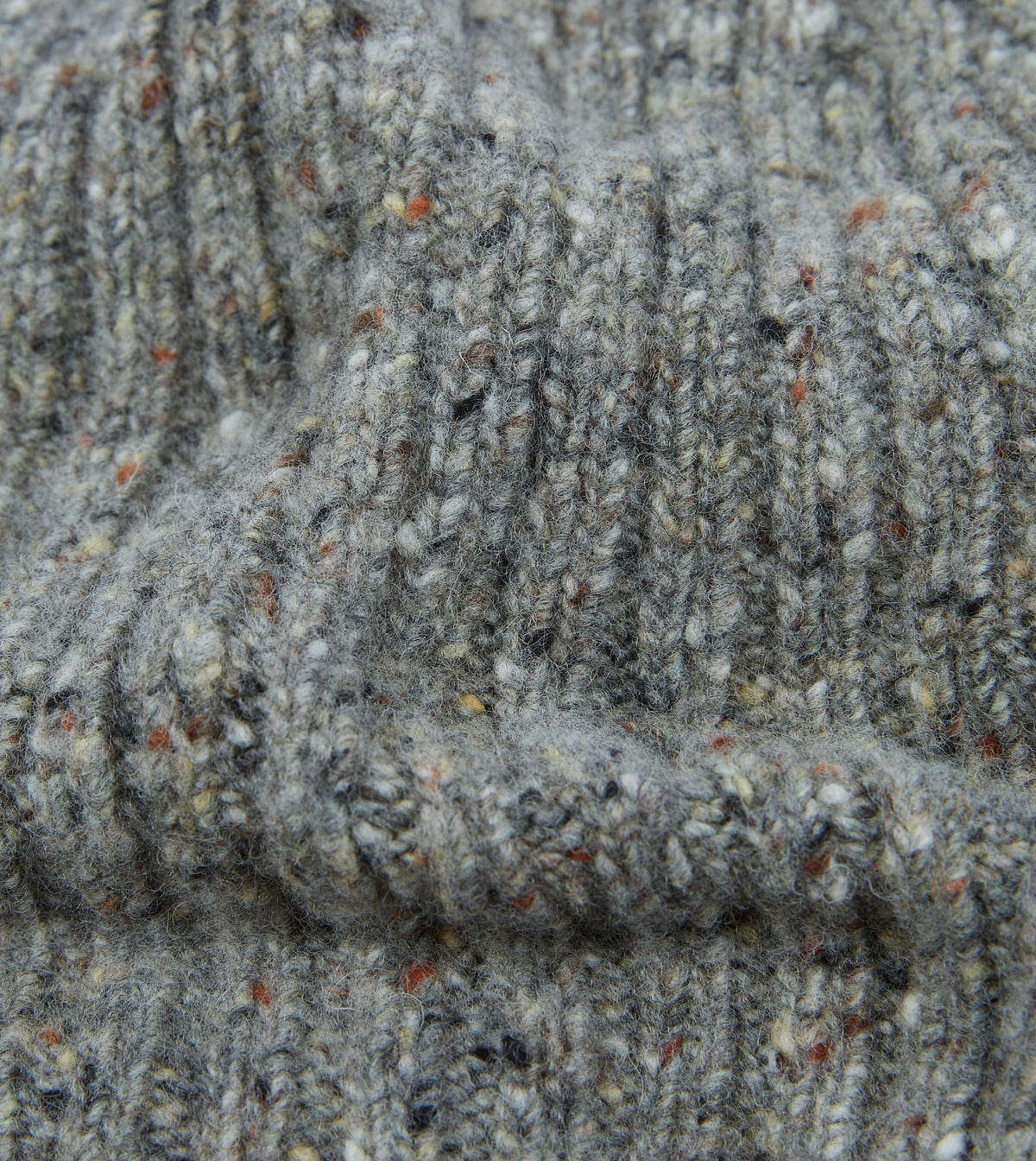 Drake's Merino Wool Ribbed Donegal Beanie / Ramor Grey