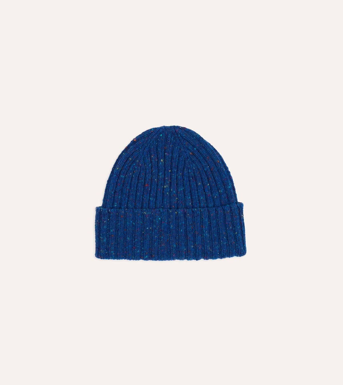 Drake's Donegal Ribbed Knit Beanie / Deep Blue