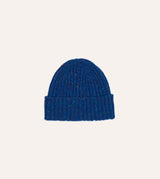 Drake's Donegal Ribbed Knit Beanie / Deep Blue
