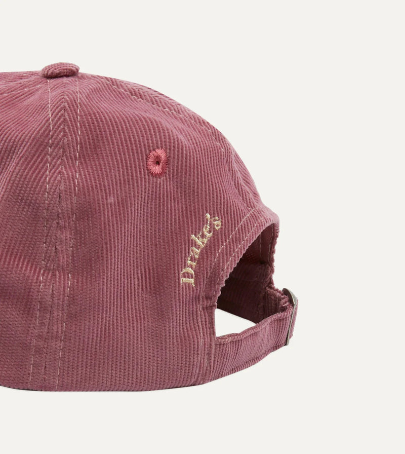 Drake's 'D' Flag Emblem Cotton Corduroy Baseball Cap / Pink