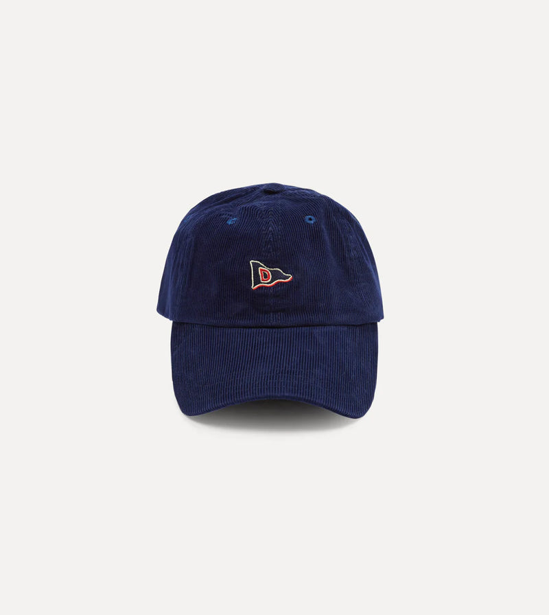 Drake's 'D' Flag Emblem Cotton Corduroy Baseball Cap / Navy