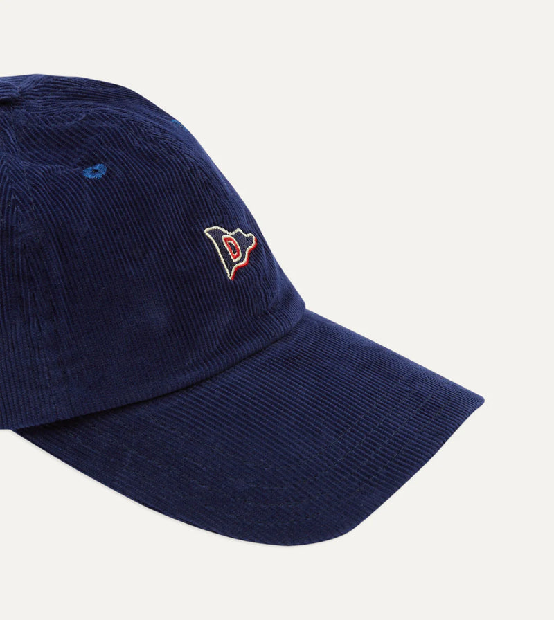 Drake's 'D' Flag Emblem Cotton Corduroy Baseball Cap / Navy