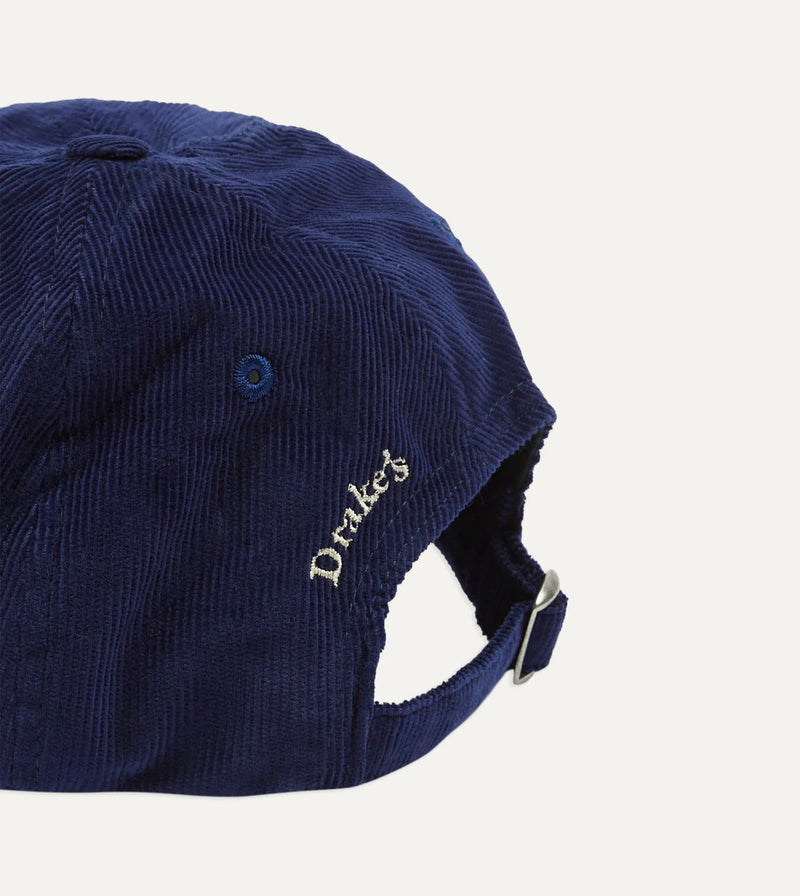 Drake's 'D' Flag Emblem Cotton Corduroy Baseball Cap / Navy