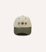 Drake's Kantha Suns Emblem Cotton Baseball Cap / Cream & Lovat