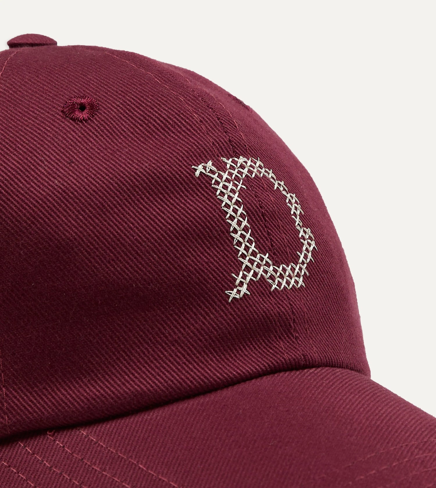 Drake's Cross-Stitch 'D' Cotton Baseball Cap / Burgundy