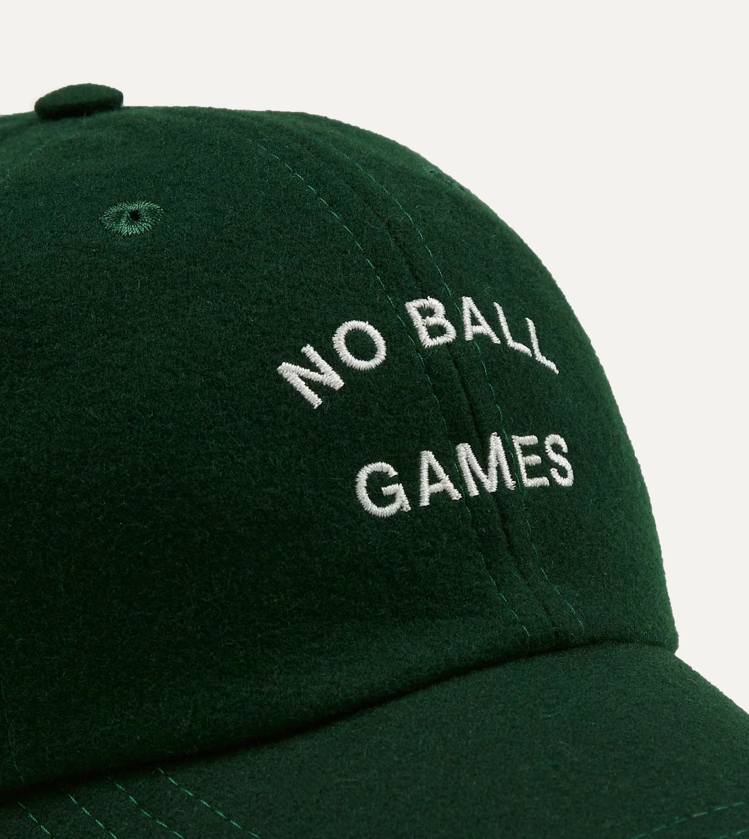 Drake's 'No Ball Games' Merino Baseball Cap / Green