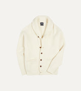Drake's Lambswool Shawl Collar Cardigan / Ecru