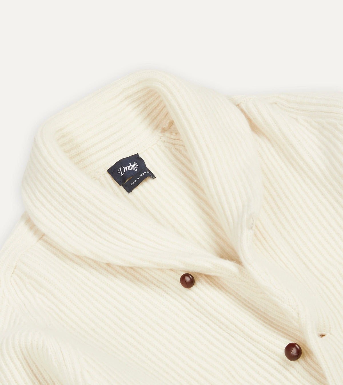 Drake's Lambswool Shawl Collar Cardigan / Ecru