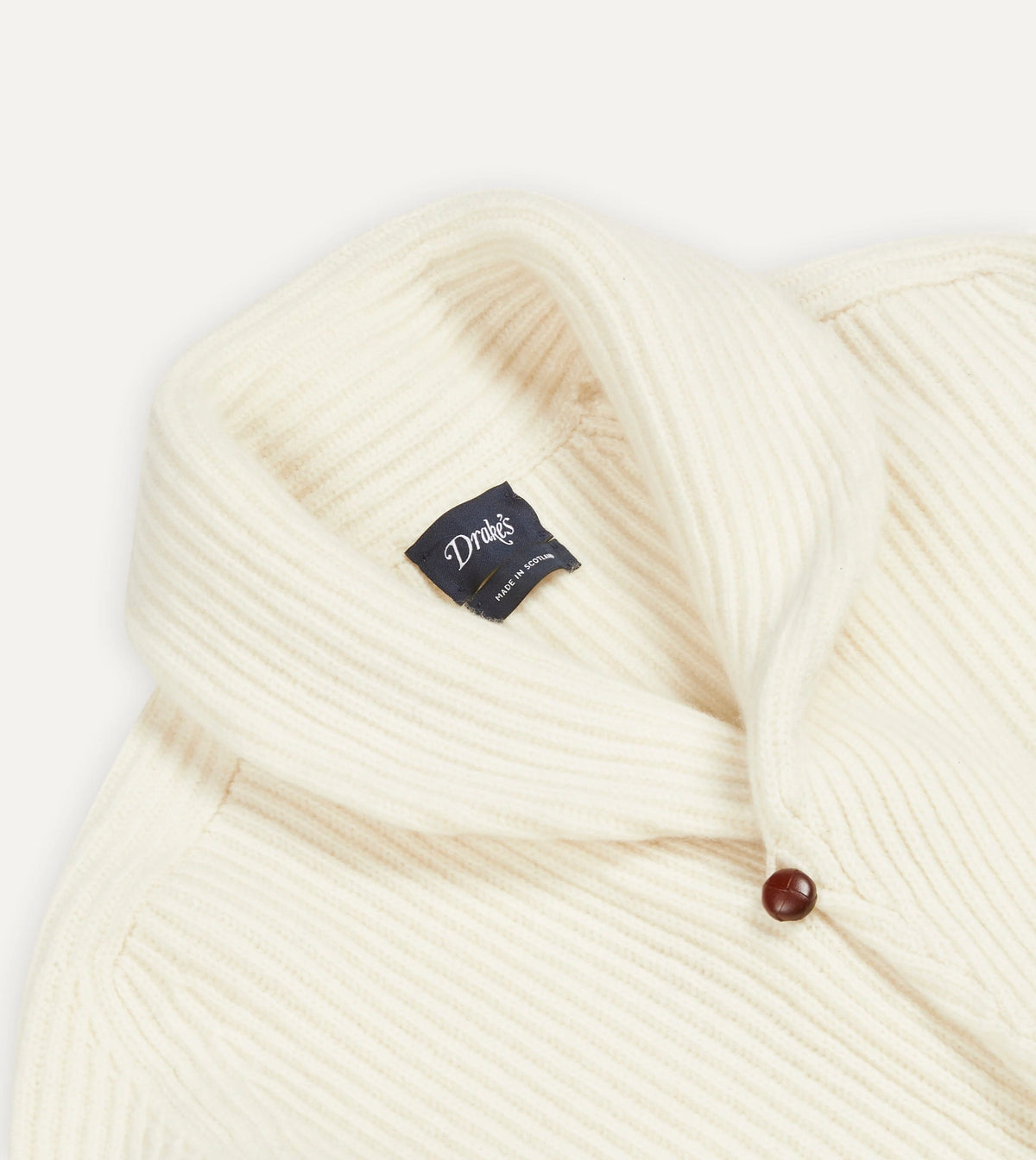 Drake's Lambswool Shawl Collar Cardigan / Ecru