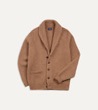 Drake's Lambswool Shawl Collar Cardigan / Camel