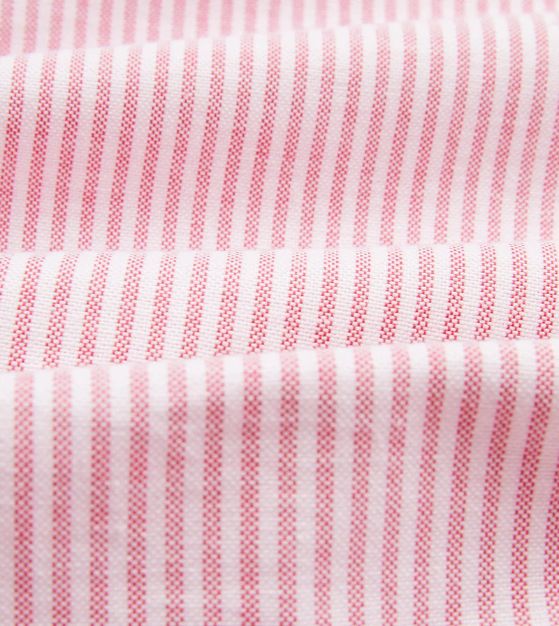 Drake's Oxford Button-Down Ticking Stripe Shirt / Pink