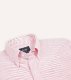 Drake's Oxford Button-Down Ticking Stripe Shirt / Pink