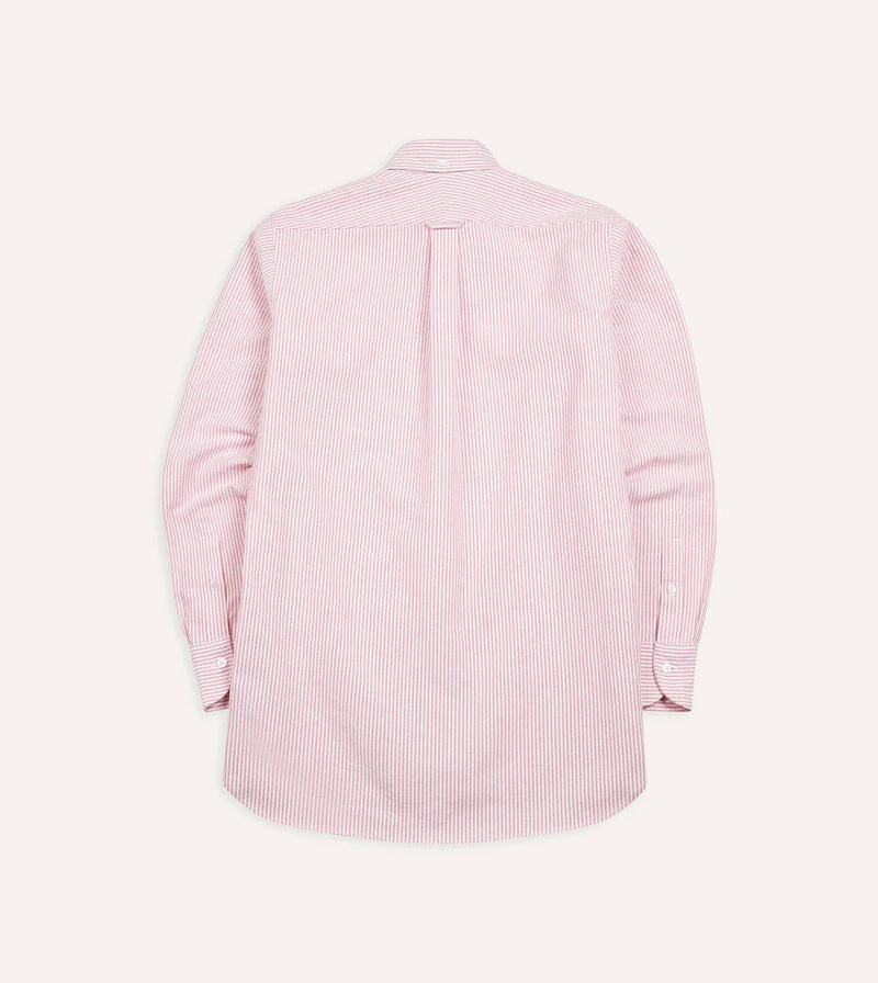 Drake's Oxford Button-Down Ticking Stripe Shirt / Pink