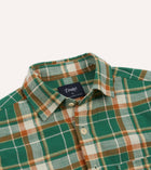 Drake's Checked Slub Cotton Two Pocket Work Shirt / Green