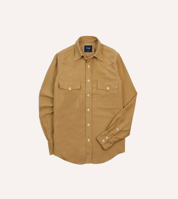 Drake's Moleskin Western Shirt / Sand