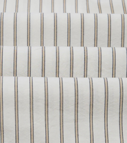 Drake's Stripe Cotton Two-Pocket Western Shirt / Ecru