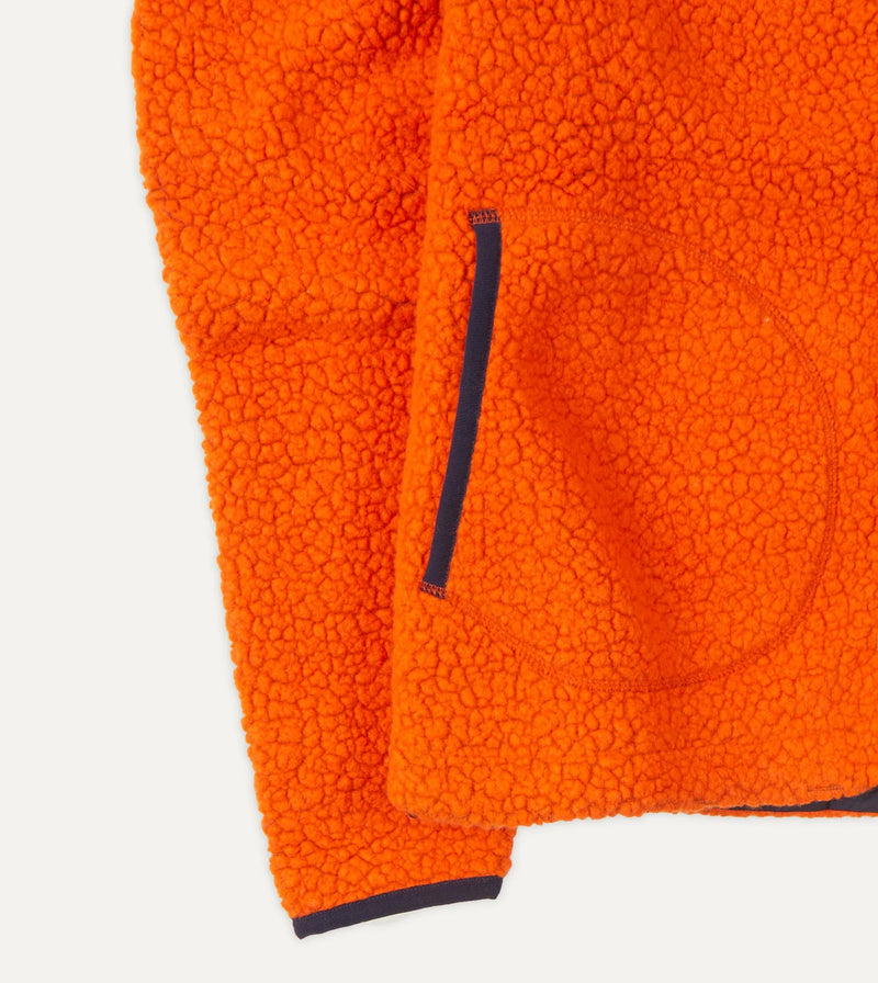 Drake's Boucle Wool Zip Fleece Jacket / Orange