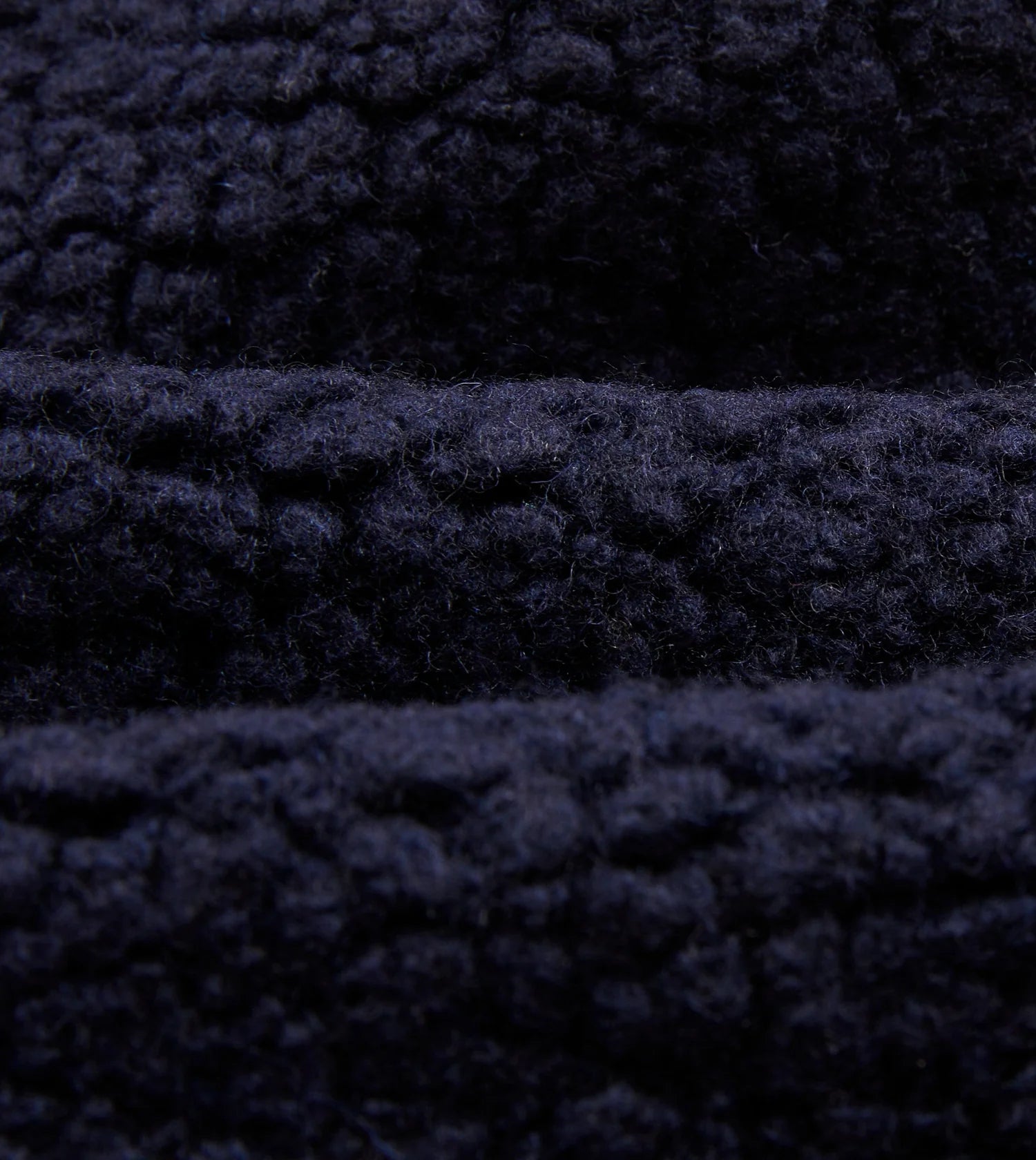 Drake's Boucle Wool Zip Fleece Jacket / Navy