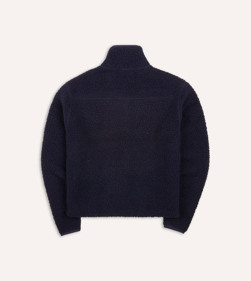 Drake's Boucle Wool Zip Fleece Jacket / Navy