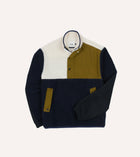 Drake's Boucle Wool Half-Zip Fleece Jacket / Navy, Ecru & Khaki