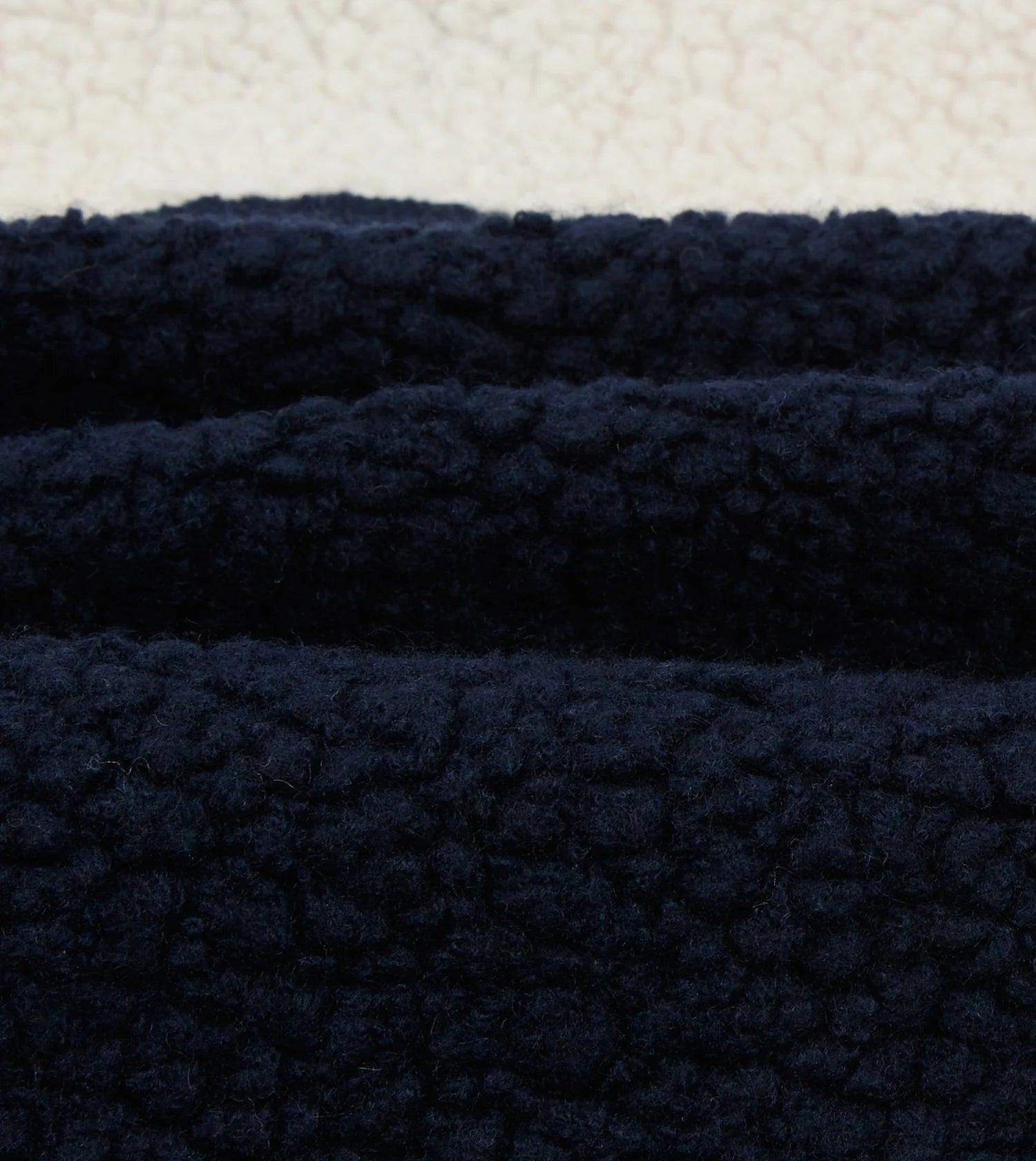 Drake's Boucle Wool Half-Zip Fleece Jacket / Navy, Ecru & Khaki