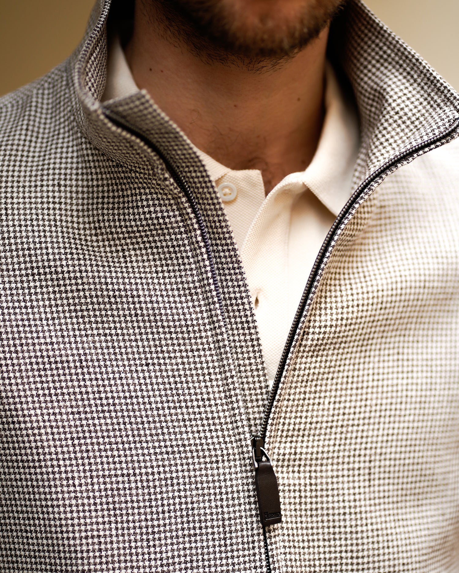 Herno Puppytooth Bomber Jacket / Light Brown