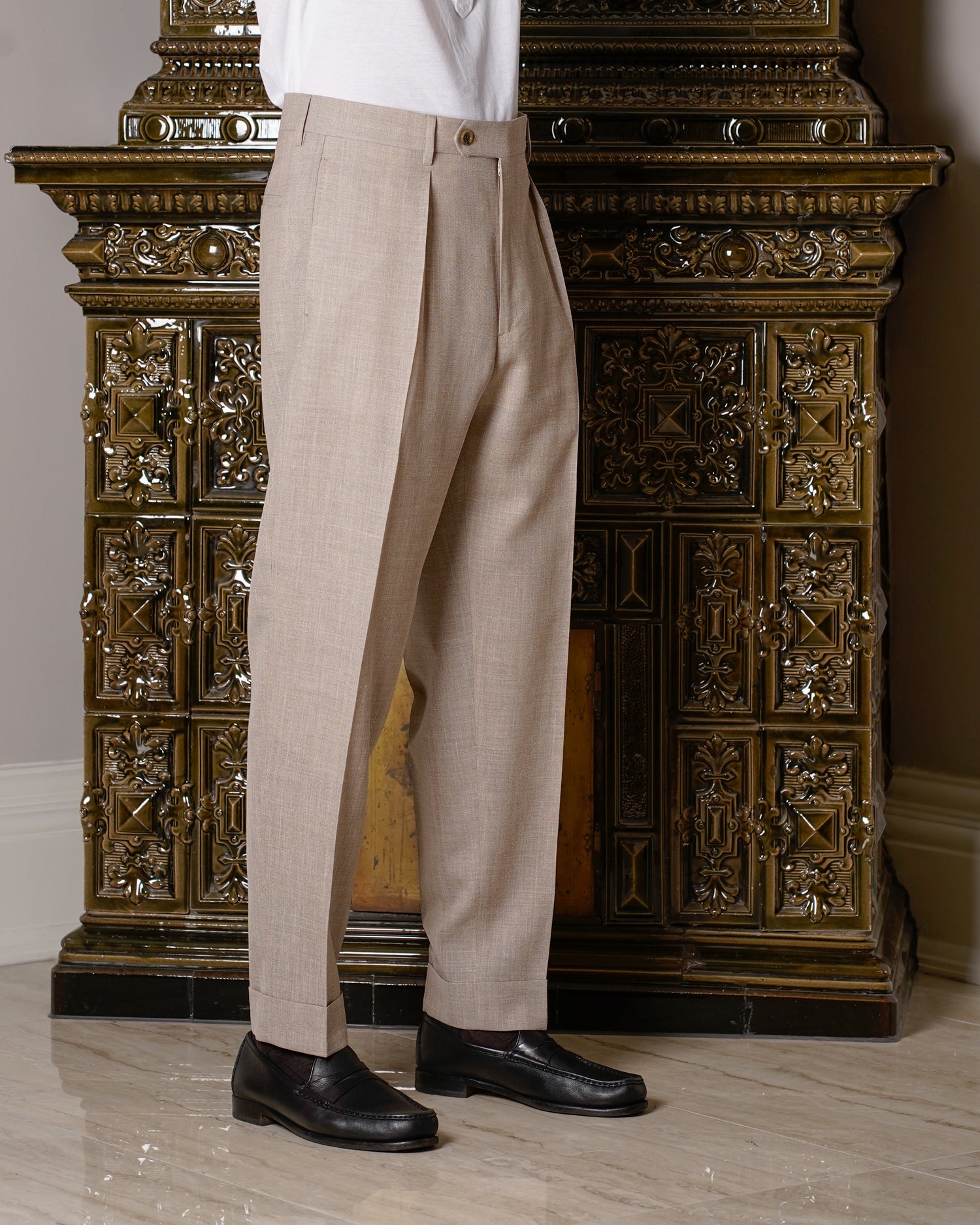 Berwich Chiaia Long Loro Piana Summertime Trousers / Beige