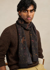 De Bonne Facture Ispahan Folk Fringed Scarf / Brown