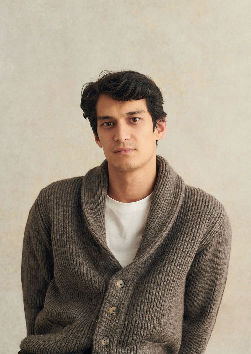 De Bonne Facture Shawl Collar Cardigan / Dark Grey
