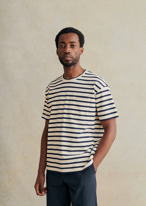 De Bonne Facture Oversized T-Shirt Heavy Cotton / Blue Stripes