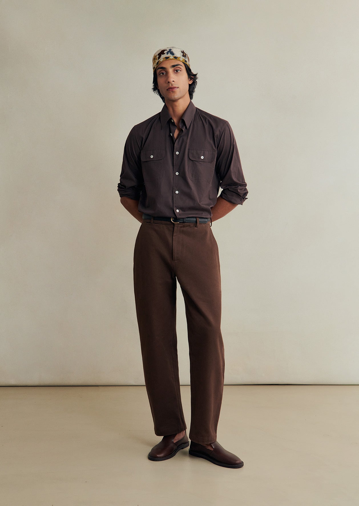 De Bonne Facture Heavy Cotton Drill Balloon Trousers / Bark Brown