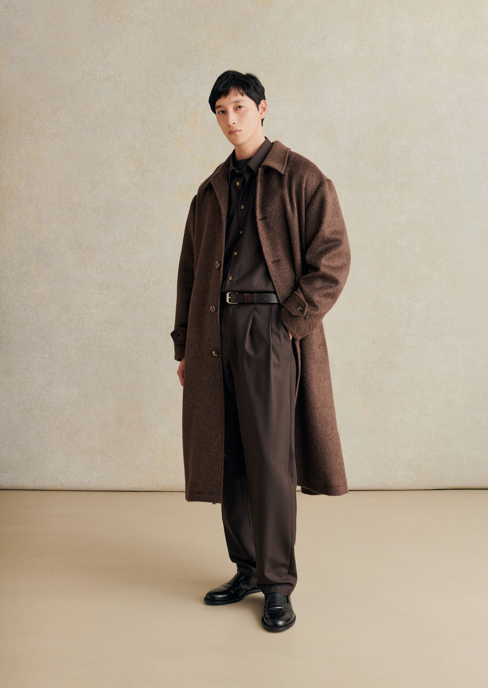 DE BONNE FACTURE コート De Bonne Facture Mohair & Wool Overcoat / Bark Brown