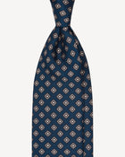 Viola Milano Floral Pattern Selftipped Silk Tie / Navy & Grey