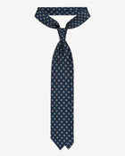 Viola Milano Floral Pattern Selftipped Silk Tie / Navy & Grey
