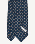 Viola Milano Floral Pattern Selftipped Silk Tie / Navy & Grey