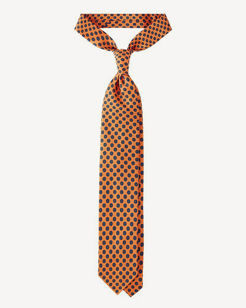 Viola Milano Floral Pattern Selftipped Silk Tie / Orange