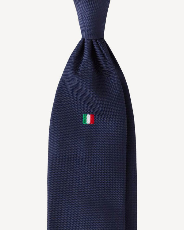 Viola Milano Italian Flag Handrolled Woven Silk Jacquard Tie / Navy