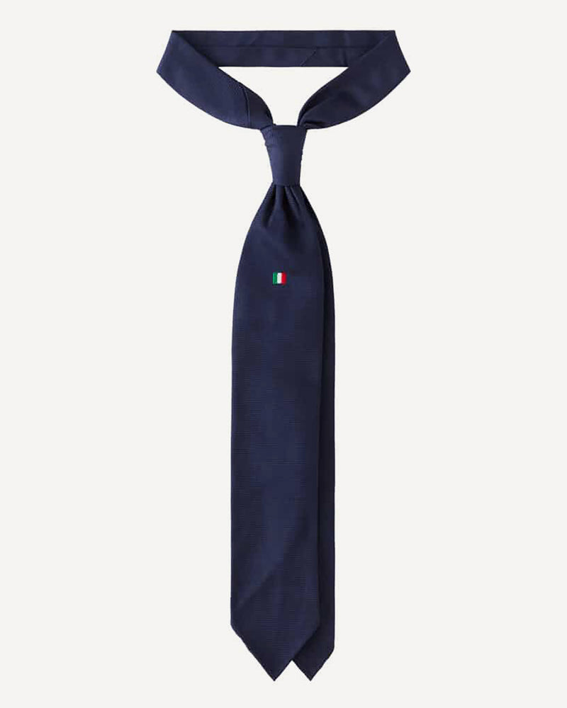 Viola Milano Italian Flag Handrolled Woven Silk Jacquard Tie / Navy