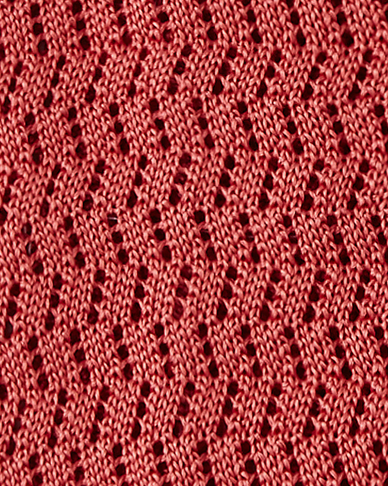 Viola Milano Knitted Zig Zag Pattern Silk Tie / Rose