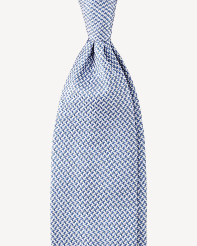 Viola Milano Micro Cross Woven Silk Jacquard Tie – Light Blue/White