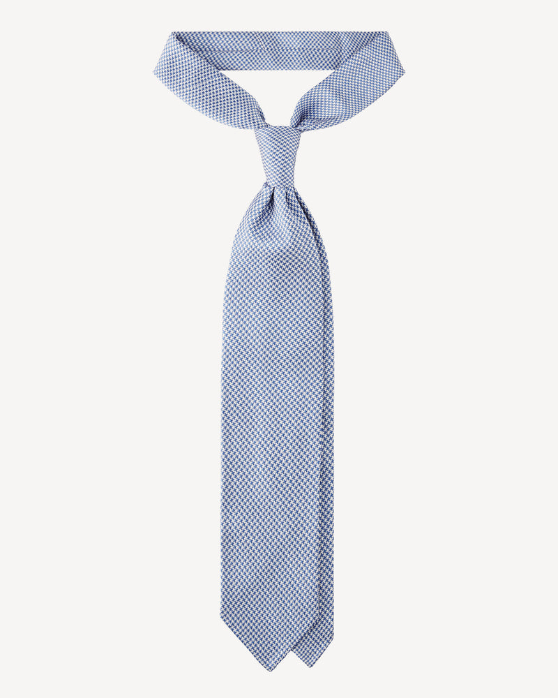 Viola Milano Micro Cross Woven Silk Jacquard Tie – Light Blue/White