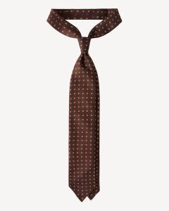 Viola Milano Mixed Floral 3-Fold Handprinted Selftipped Silk Tie / Brown