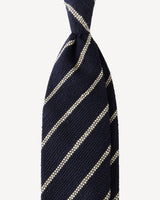 Viola Milano Multi Stripe Woven Grenadine Shantung Tie / Navy & White